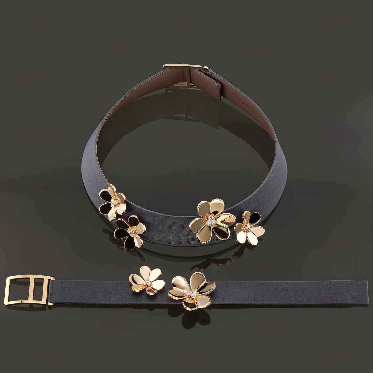 VAN CLEEF & ARPELS Frivole Ravenna Leather Diamond Gold Flower