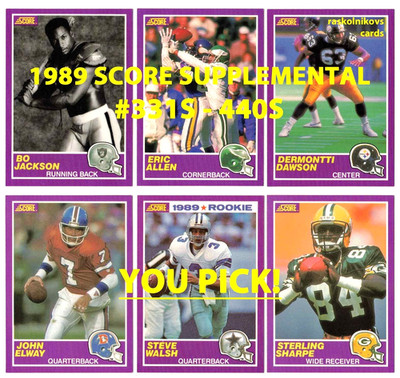 1989 Score SUPPLEMENTAL #331S-440S Your Choice $2 or 2 Card Minimum YOU PICK!