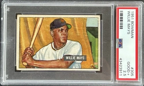 1951 Bowman Willie Mays Iconic Rookie #305 RC HOF Giants Centered PSA 2.5 GOOD+