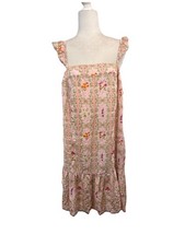 aguabendita Floral Pink Dress Ruffled Sleeve Coquette Femenine Size XL