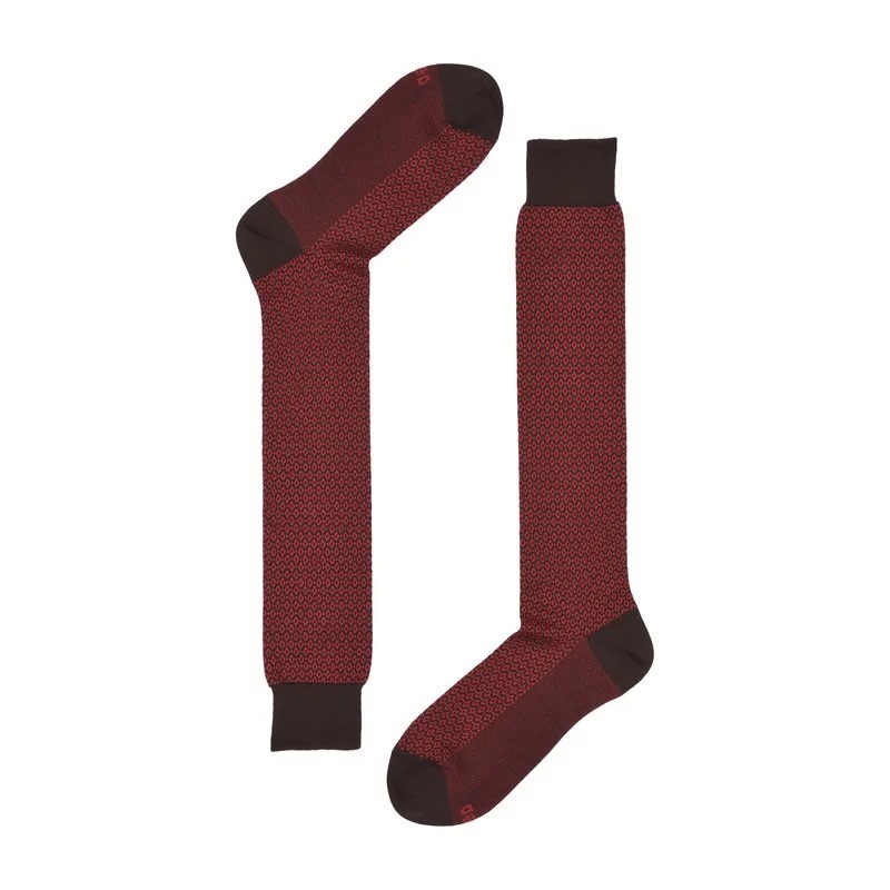 Mens Long Socks Red Color Maple Red With Micro Jacquard Work 14690₽
