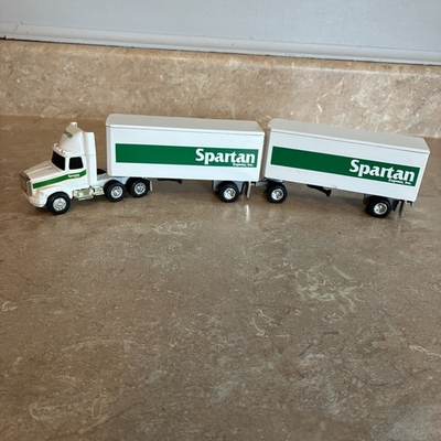#ad ERTL Spartan Express Inc White Semi Truck Double Pup Trailer Set 1:64 USA Rare $119.99