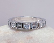 Size O & 1/2 Sterling Silver 925 ladies Ring clear stones CZ DQCZ stone unusual