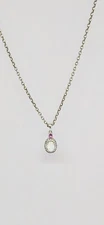 Brilliance Fine Jewelry Lab Opal and Sapphire Pendant 925 Silver Setting & Chain