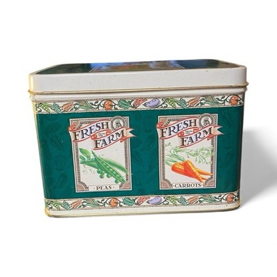 Vintage Tin Recipe Box Fresh from the Farm 4x5x4 
