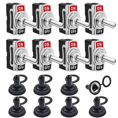 8 Pack Toggle Switches, 2 Pin 20A 125V AC/ 15A 250V AC ON Off 2 Pin-8Pack-ON-OFF