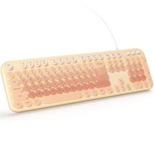 Wired Backlit Keyboard Milktea Colorful Full-Size Cute Computer Keyboard USB ...