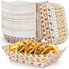 100 PCS 2LB Paper Food Boat Trays, Disposable Mexican Nacho Trays Fully