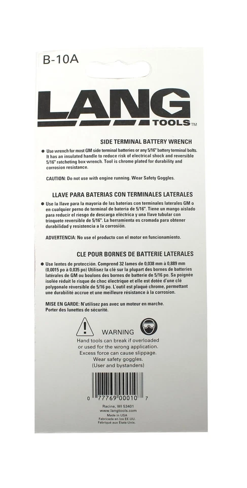 Lang Tools B-10A Llave de Batería Terminal Lateral de Trinquete, 5/16" Envío Rápido Foto 3 de 4