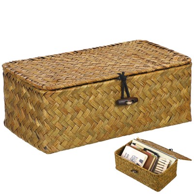  Wicker Box Woven Storage Seetang Gewebte Aufbewahrungsbox Büro Baby Desktopkorb