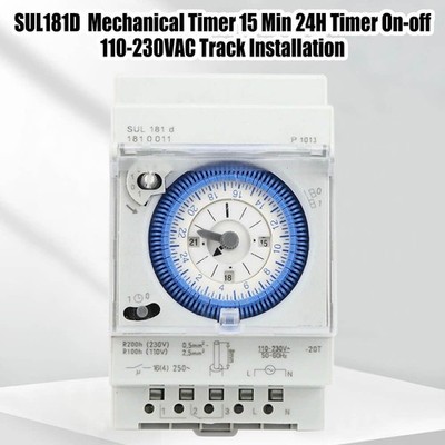 SUL181D  Mechanical Timer 15 Min 24H Timer On-off 110-230VAC Track Installation