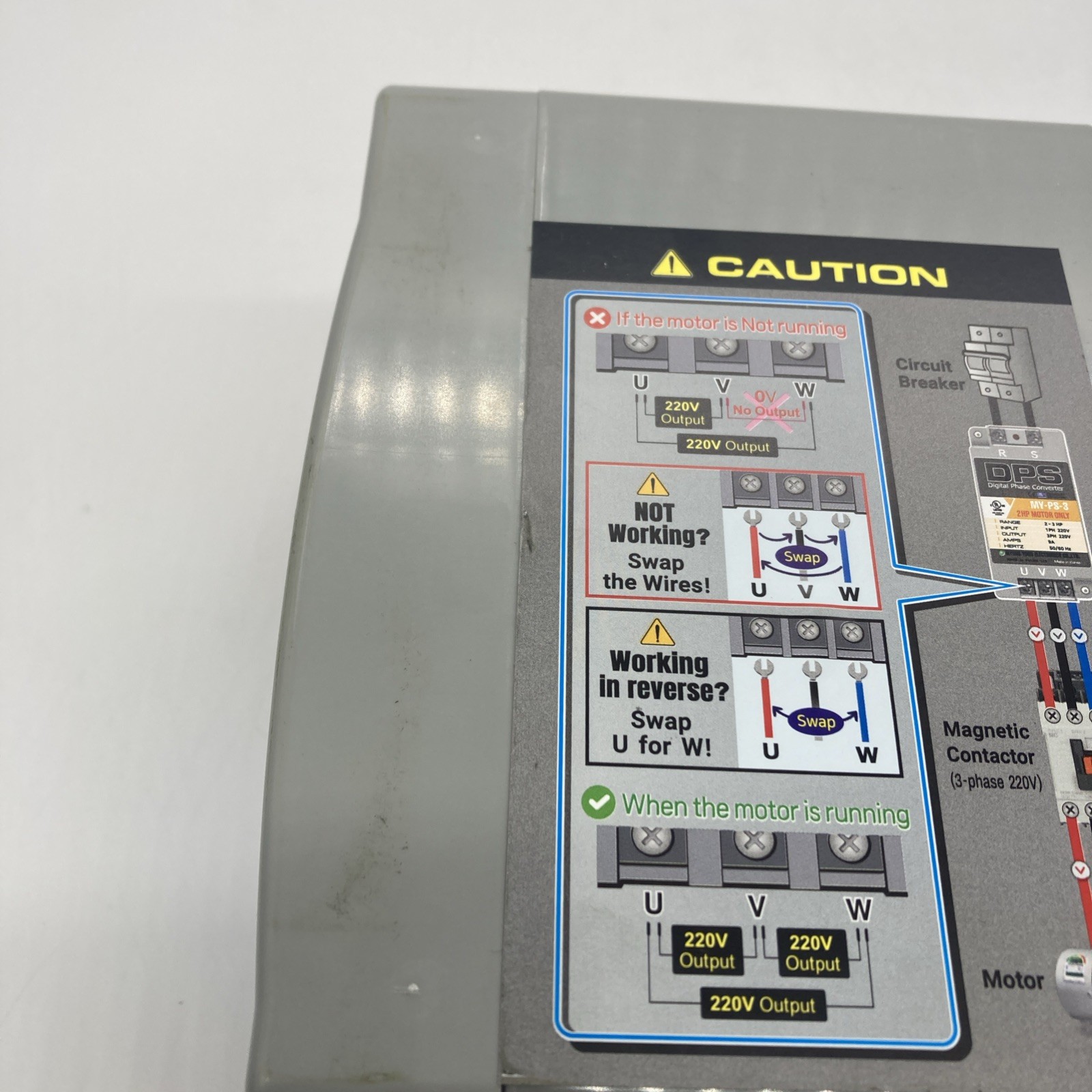 Single to 3 Phase Converter, Use 7.5HP(5.5kW) 23A Motor 200V-240V Only, MY-PS-10