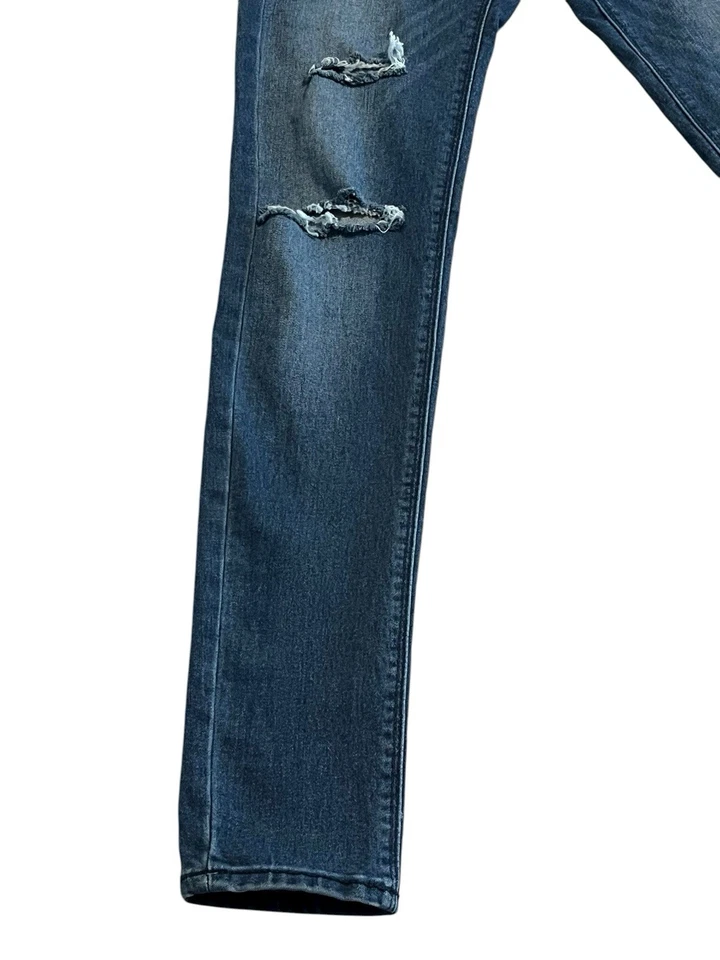 Pantalones de mezclilla ajustados Divided By H&M para mujer talla 2 desgastados elásticos cónicos Foto 3 de 4