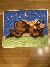 Baby Quilt Handmade NEW Unisex Blue Brown Teddy Bears 34x41 Cotton