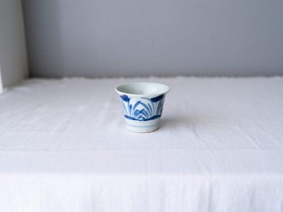 Antique Japanese Sobachoko Cup   Small Bowl Blue & White Porcelain