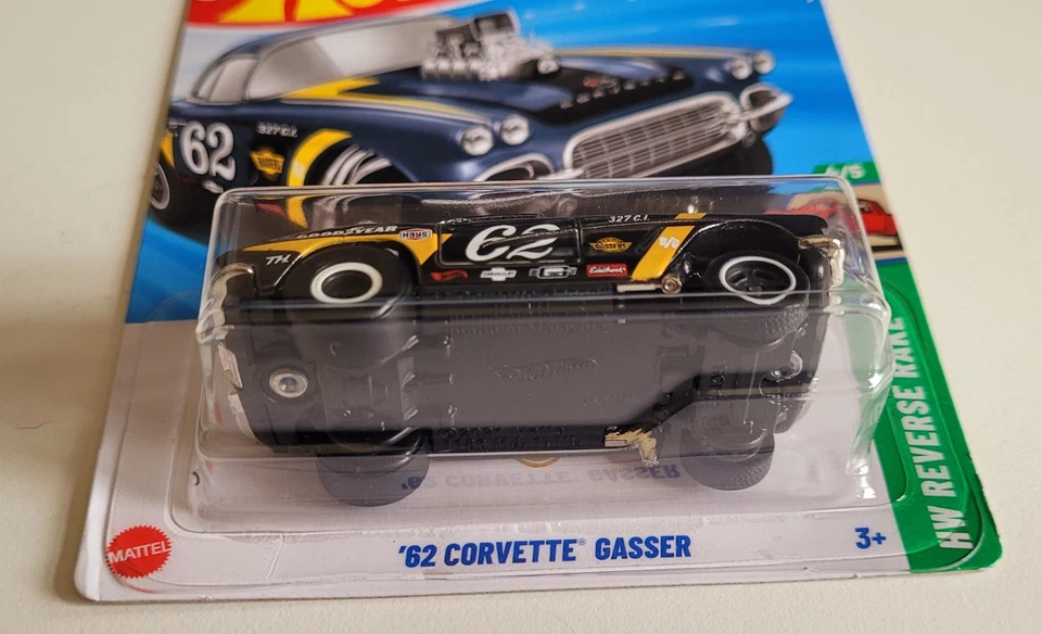 2025 *J Case*Hot Wheels '62 Corvette Gasser Super Treasure Hunt - Tarjeta larga Foto 3 de 4