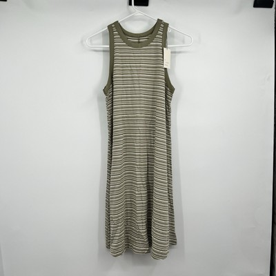 #ad Womens Green Striped Maxi Tank Shirt Dress M Beach Vacation Cruise Summer $19.99