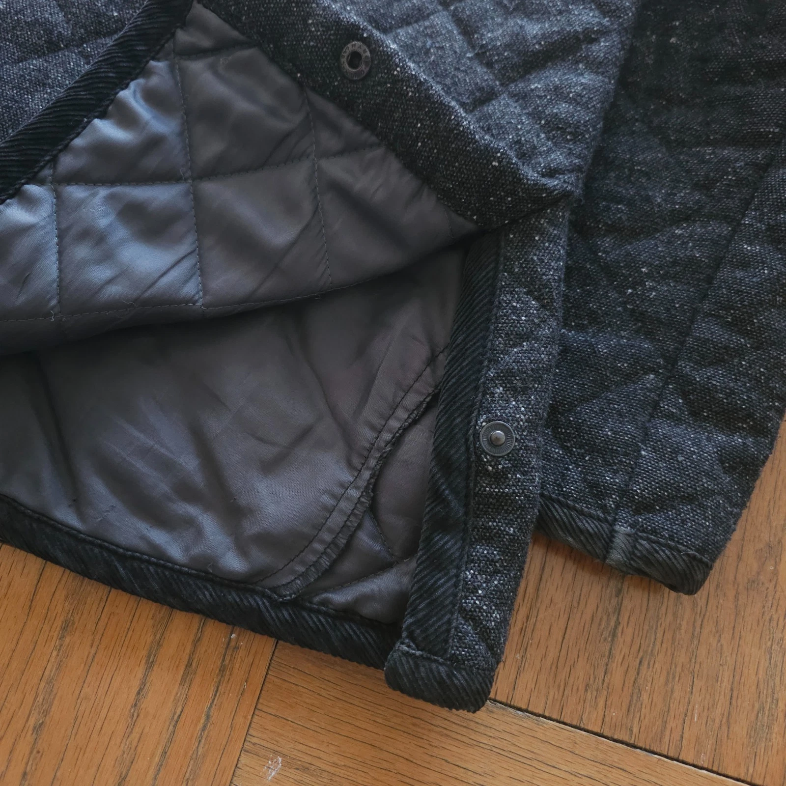 JOURNAL STANDARD Made in France Tweed Wool Blend Quilted Jacket Gray Medium - product detail image 12
