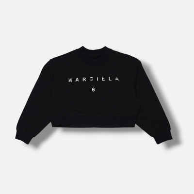 MM6 Maison Margiela Kids Girl's Black Logo Cropped Sweatshirt Size 8