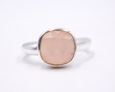 4.70 Gm 925 Sterling Silver Natural Rose Quartz Cut Gemstone Ring Size 6.8" US