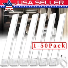 LED Motion Sensor Under Cabinet Closet Light USB Rechargeable Kitchen Lamp Strip