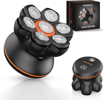 MAXGROOM Glatzen Rasierer Herren, Upgrade-7D Kopfrasierer Glatze, IPX6, USB-C