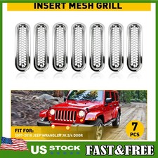 Chrome Front Grille Mesh Inserts Set Trim For Jeep Wrangler Jk Unlimited 2007-18 Chrome Front Grille Mesh Inserts Set Trim For Jeep Wrangler Jk Unlimited 2007-18