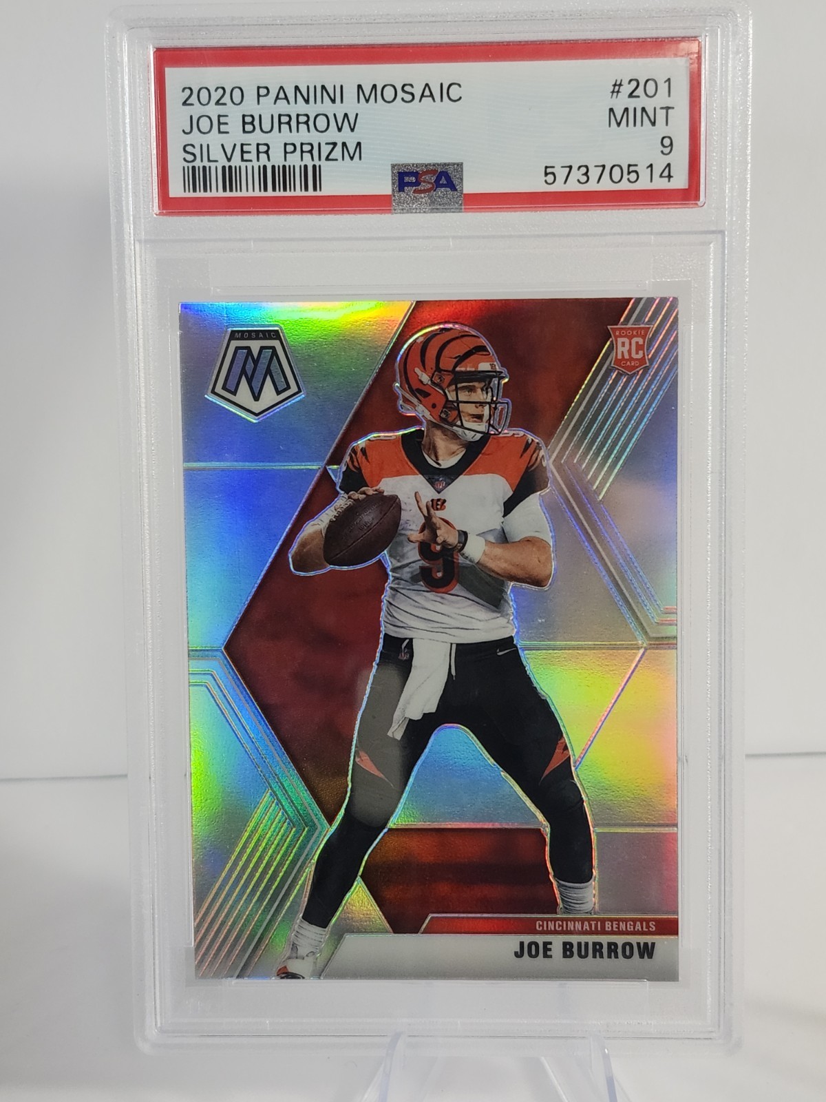 Joe Burrow 2020 Panini Mosaic Rookie Silver Prizm #201 PSA 9 RC Bengals