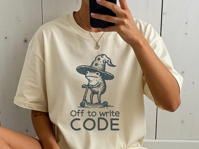 Funny Coder Frog Wizard Writing Comfort Tee Unique Design Gift Idea