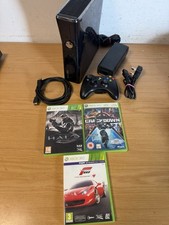 Microsoft Xbox 360 S Black Console + Wireless Controller + 3 Games Bundle