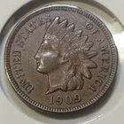 1909 Indian Head Cent - AU - 4 Diamonds,  Sharp Details! **Semi-Key Date**