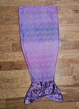 Mermaid Tail Blanket Purple Pink Blue Polyester 50x22in Kids Scallop Pattern