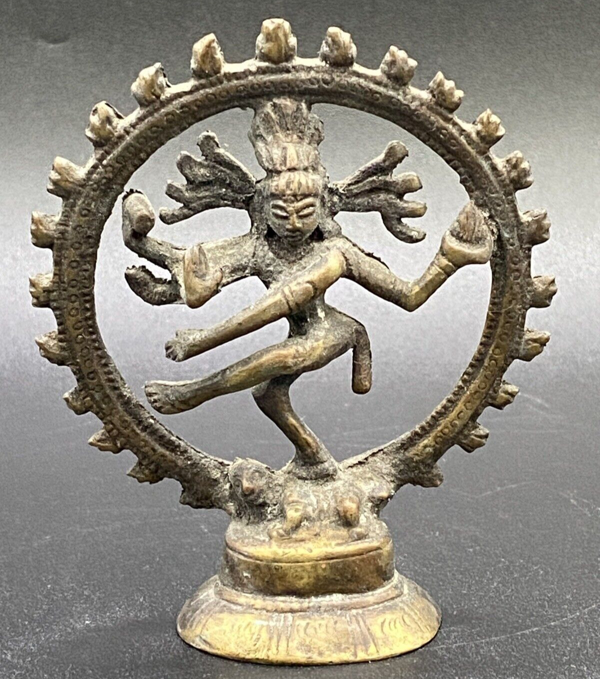 Vintage Hindu Lord Shiva Nataraja Cosmic Dance Brass Bronze Sculpture