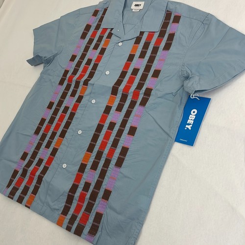 Obey Organic Jules Woven Button Up Mens SS Shirt 181210355 Good Grey Multi Sz S - Picture 3 of 11