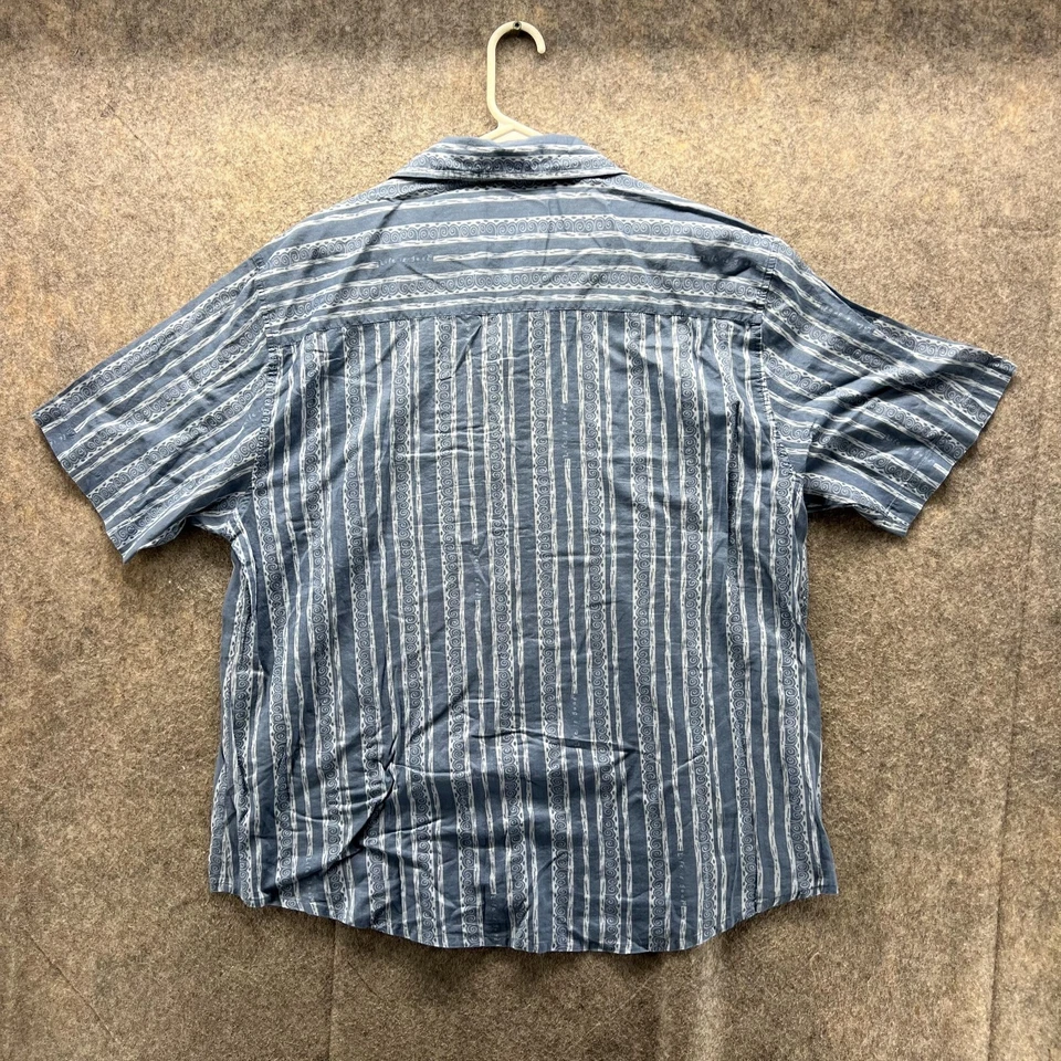 Camisa Life Is Good masculina grande azul casual manga curta listrada algodão - Imagem 4 de 4