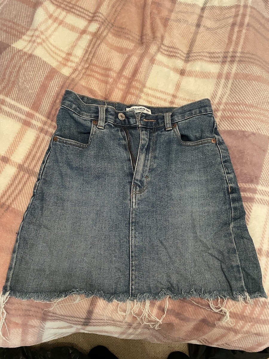 Pull&bear Silver Skirt Denim Pull&bear Denim Skirt, Size Small