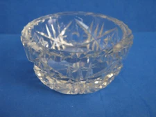 HEAVY CUT GLASS OPEN SALT CELLAR w/ALTERNATING HOBSTAR & TOOTHED RIDGE PATTERN