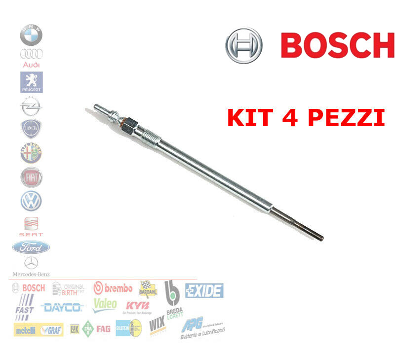 KIT 4 CANDELETTA MOTORI 1.6 2.0 MULTIJET FIAT DOBLO TIPO ALFA BOSCH 0250403011