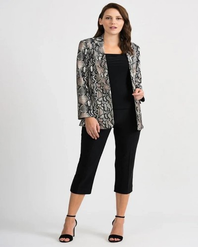 NWT Joseph Ribkoff Snake Print Boyfriend Blazer Beige/Black Women's size 2 - Picture 2 of 5
