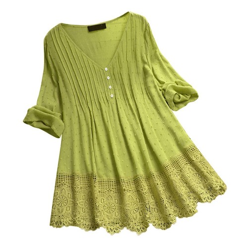 Womens Solid Cotton Linen Tunic Blouse Tops Ladies Baggy Long Sleeve T-Shirt US - Picture 5 of 22