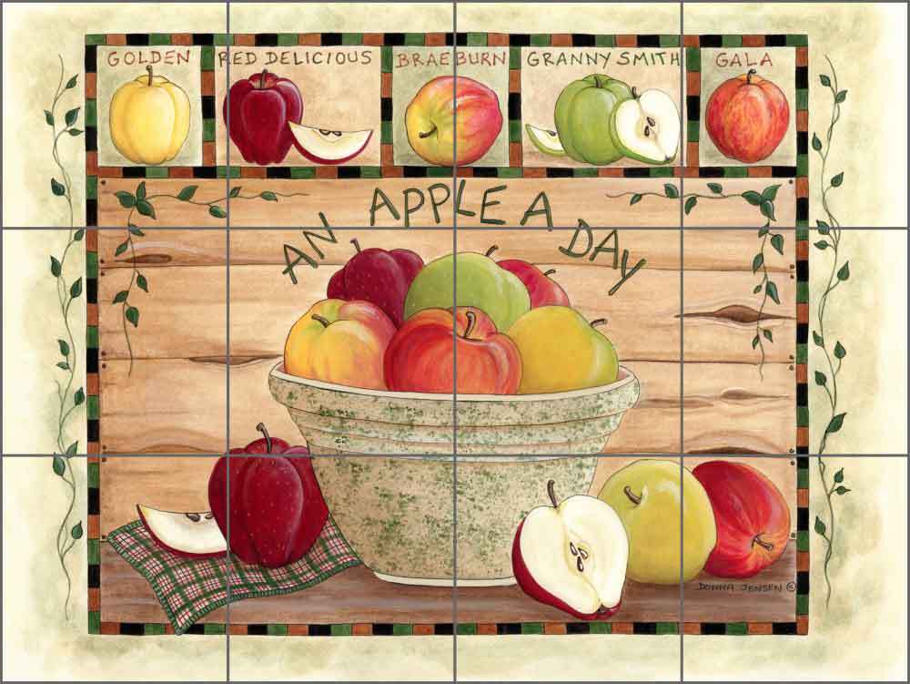 Ceramic Tile Mural Backsplash Kitchen Jensen Apples Fruit Art