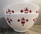 ❤️Vintage Milk Glass Bowls Red Floral & Heart Border Set of 2 Grandmacore❤️