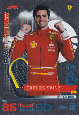 CARLOS SAINZ    TOPPS TURBO ATTAX 2024    F1  RACE WINNER # 126