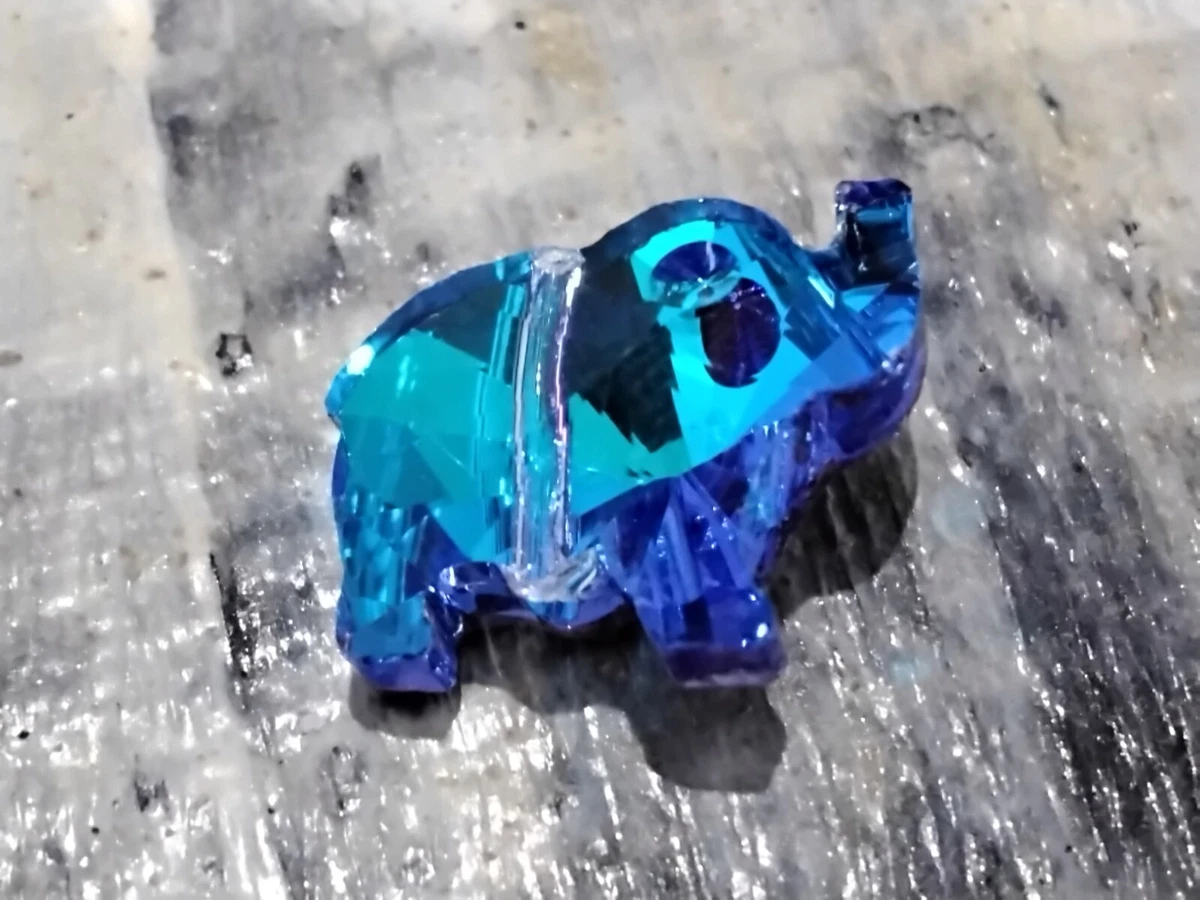 Electroplated Faceted Glass Bead, Elephant, 13x15x7mm, Dodger Blue, 10 Pce.
