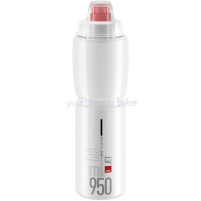 ELITE JET PLUS TRINKFLASCHE 950ml SCHUTZKAPPE FAHRRAD WASSER FLASCHE TRANSPARENT