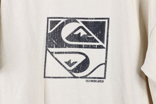 Vintage Quiksilver Herren Large Spell Out Surfing Box Logo Kurzarm T-Shirt Beige - Bild 4 von 10