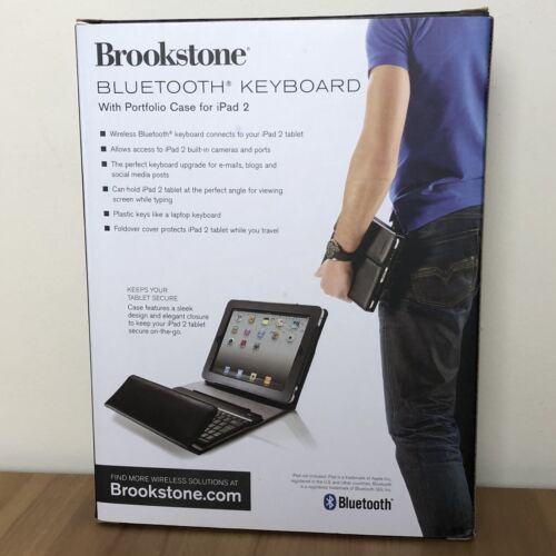 Brookstone Bluetooth Keyboard w/Portfolio Case for Apple iPad 2 Black - Picture 3 of 10