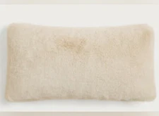 Unhide Squish Pillow BEIGE 12” X 20” Lumbar Rectangle Faux Fur Brand New