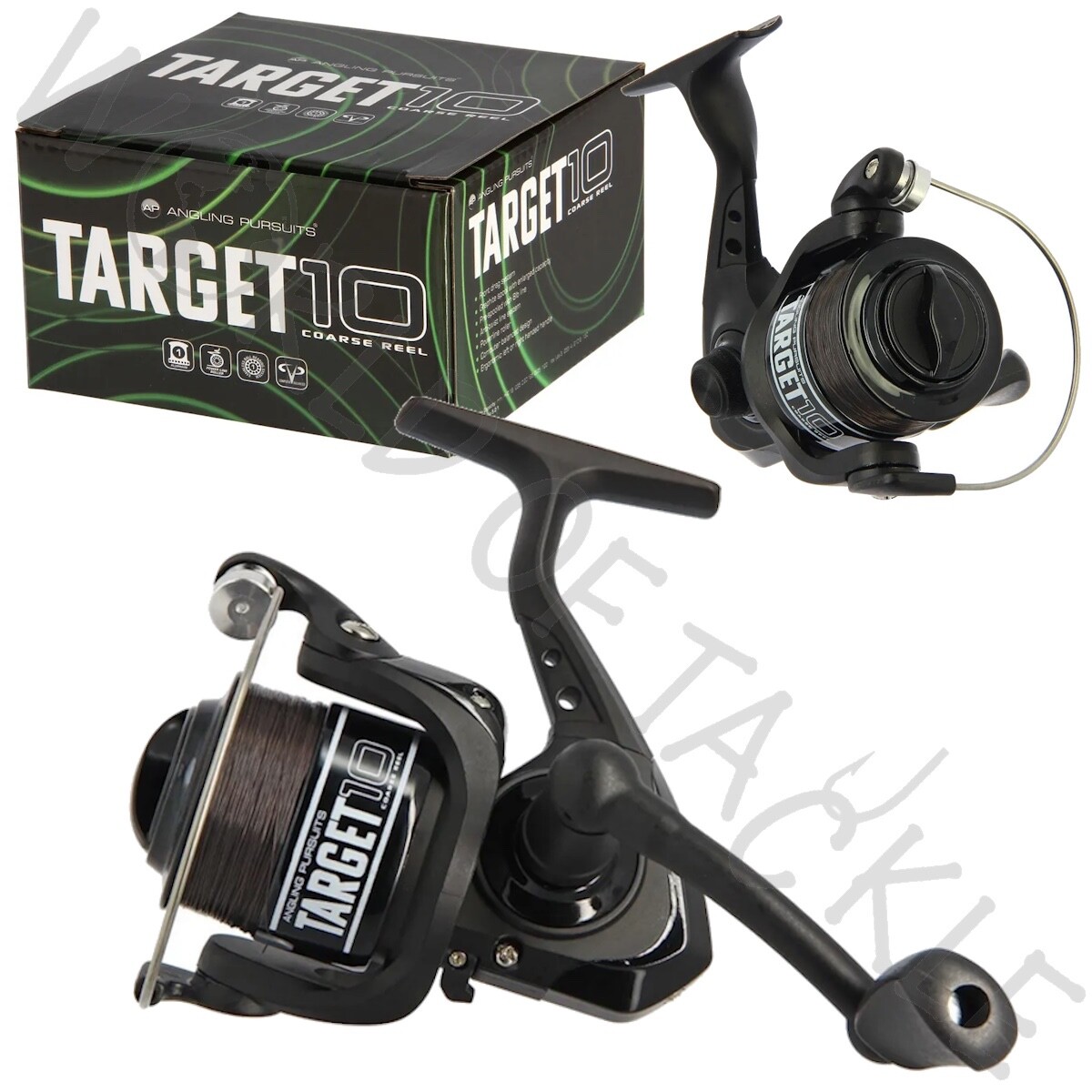 Carp Coarse Fishing Reel Angling Pursuits Target 10 8lb Line Black Front drag
