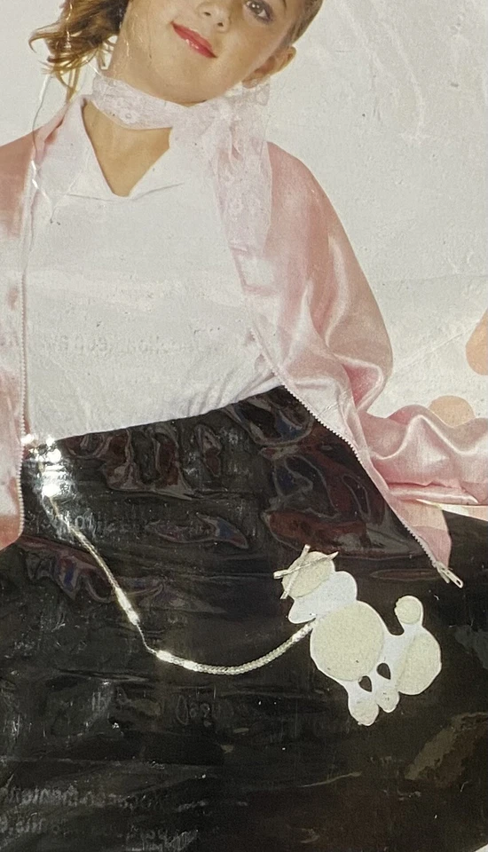 Youth Poodle Skirt Black with Lace Scarf Med 8-10 - Image 2 of 2